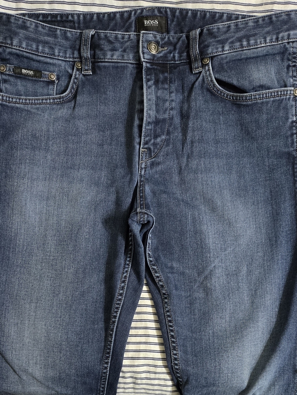 BOSS by Hugo Boss Men's 34/34 Slim-straight Blue Denim Jeans